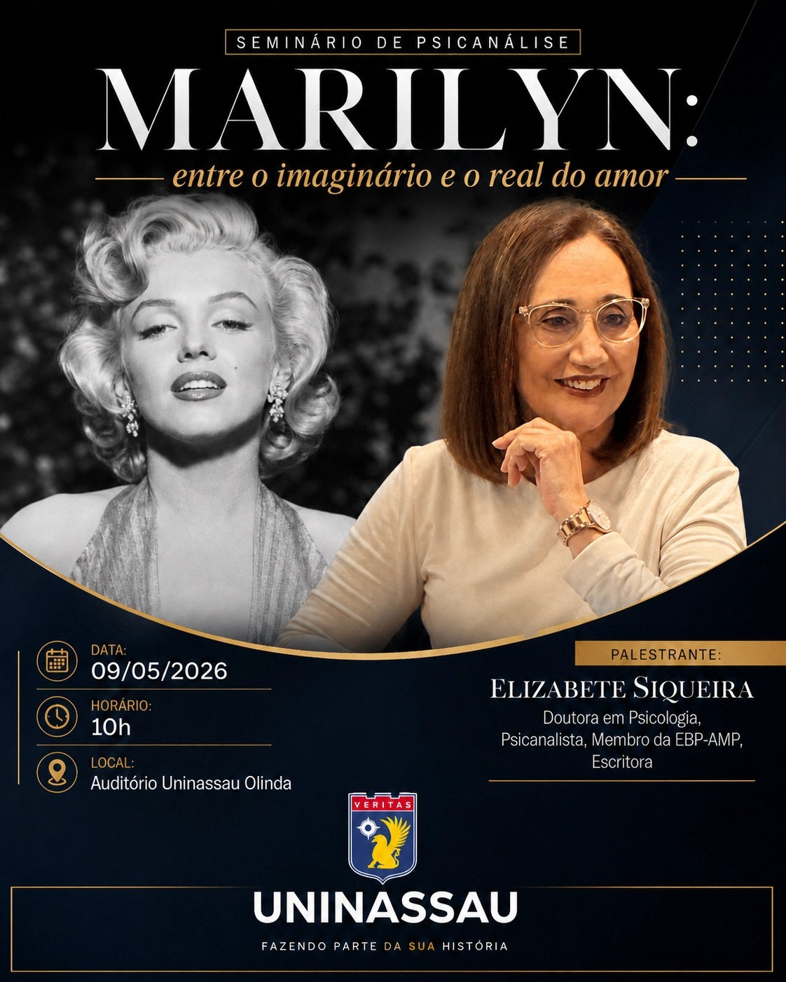 Banner publicitários do Seminário Marilyn Monroe e Psicanálise